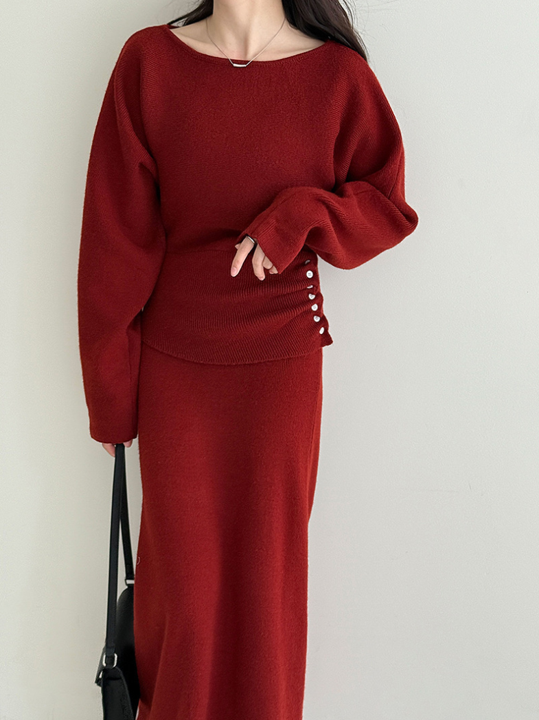 【11/28(金)PM12:00～販売START】ボタンディテールニットセットアップ