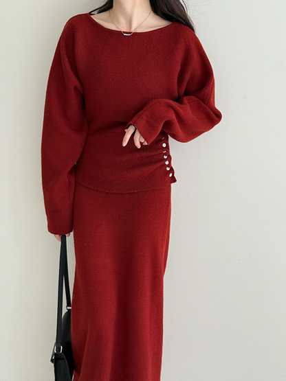 【11/28(金)PM12:00～販売START】ボタンディテールニットセットアップ