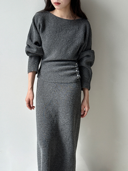 【11/28(金)PM12:00～販売START】ボタンディテールニットセットアップ