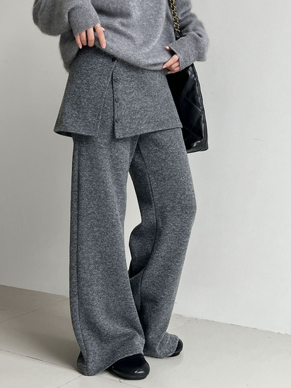 レイヤードデザインニットワイドパンツ