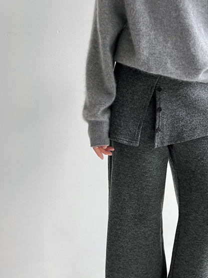 レイヤードデザインニットワイドパンツ