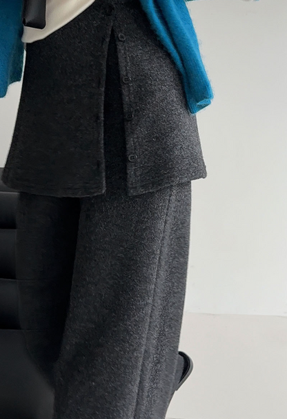 レイヤードデザインニットワイドパンツ