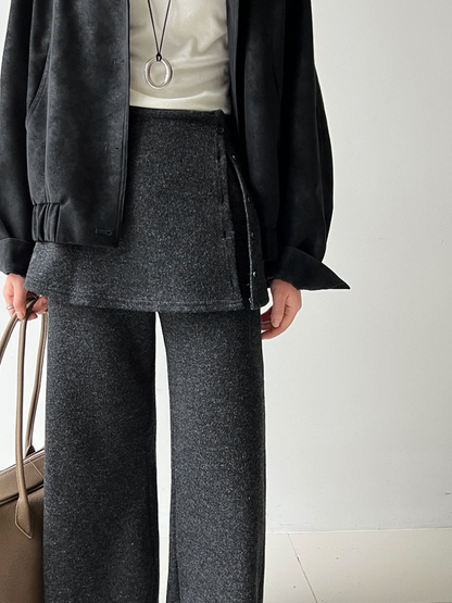 レイヤードデザインニットワイドパンツ