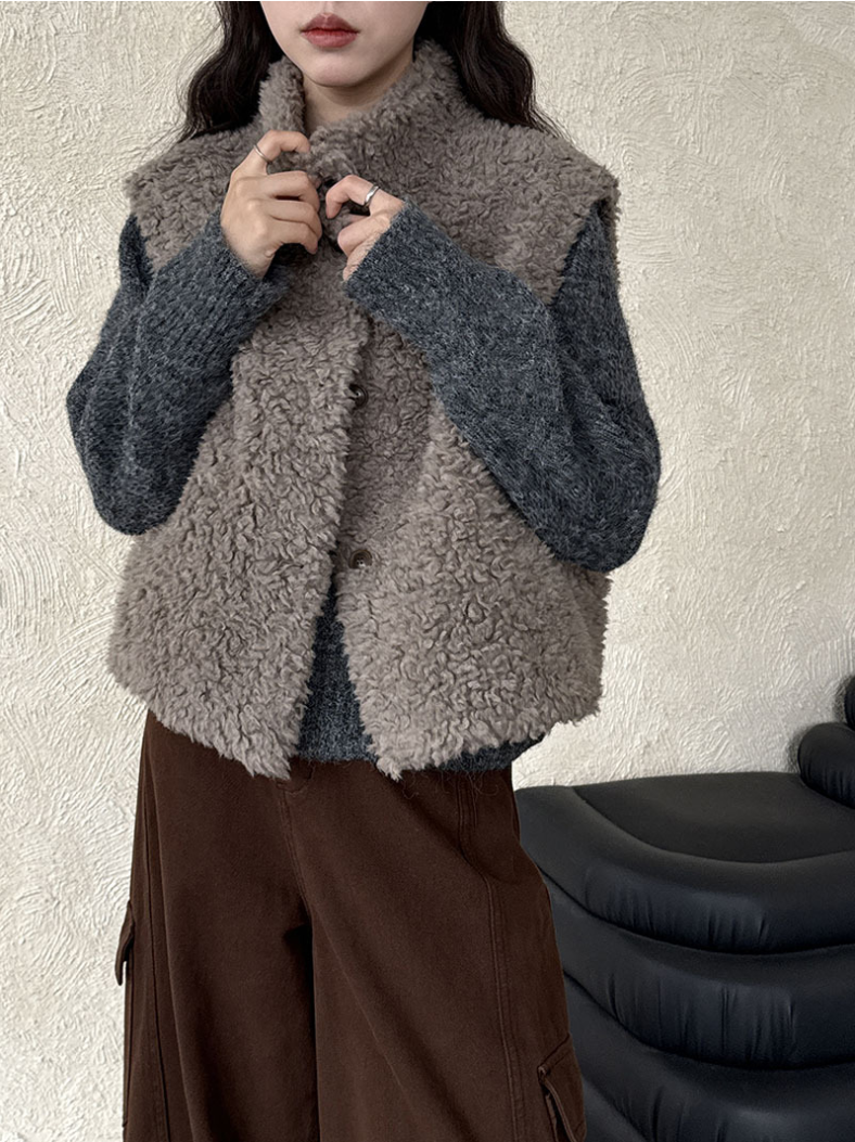 ムートンタッチショートベスト