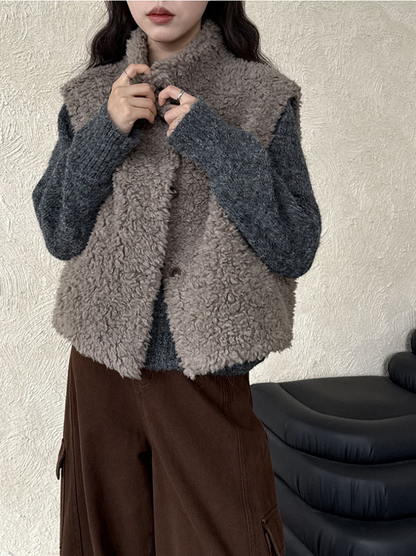 ムートンタッチショートベスト