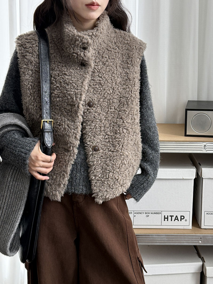 ムートンタッチショートベスト