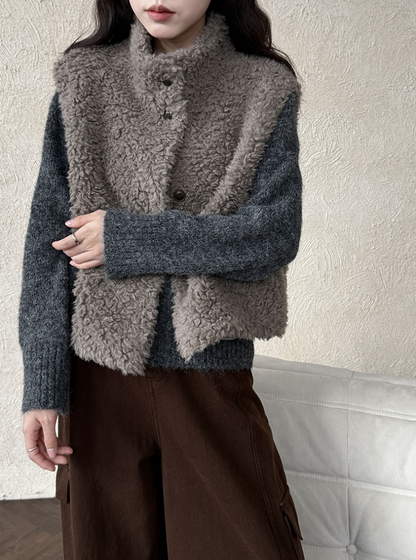 ムートンタッチショートベスト
