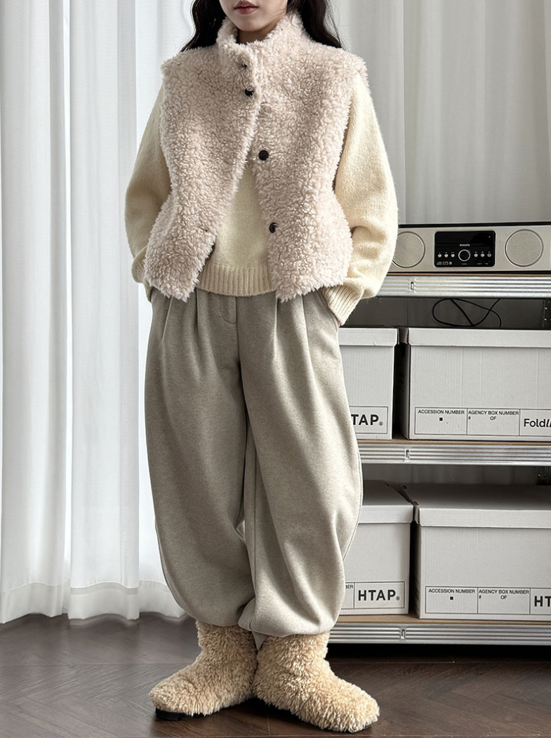 ムートンタッチショートベスト