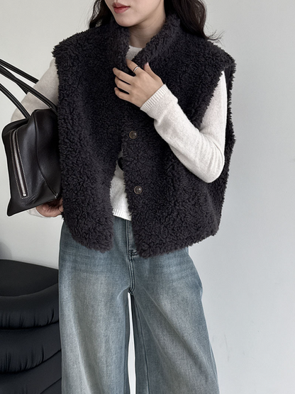 ムートンタッチショートベスト