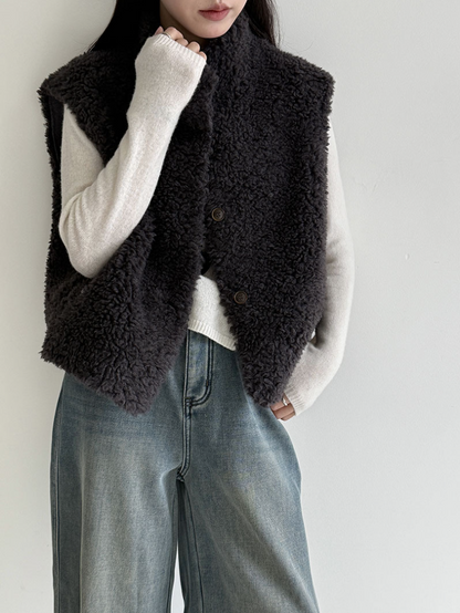 ムートンタッチショートベスト