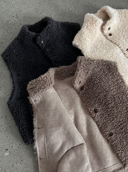 ムートンタッチショートベスト