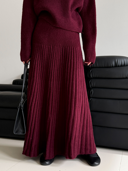 ［ SET ］ルーズフィットダメージニット×ロングスカートセット