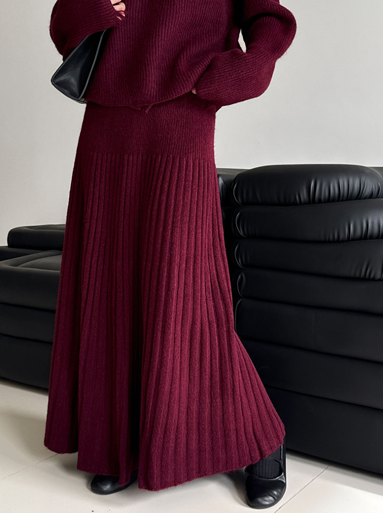 ［ SET ］ルーズフィットダメージニット×ロングスカートセット