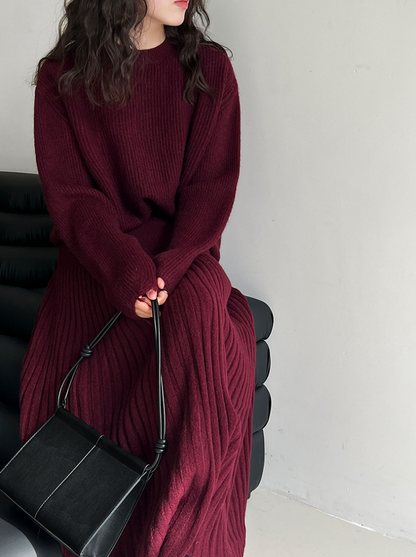 ［ SET ］ルーズフィットダメージニット×ロングスカートセット