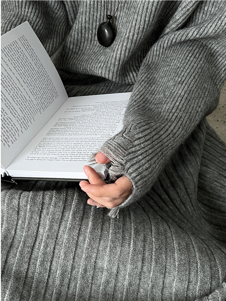 ［ SET ］ルーズフィットダメージニット×ロングスカートセット