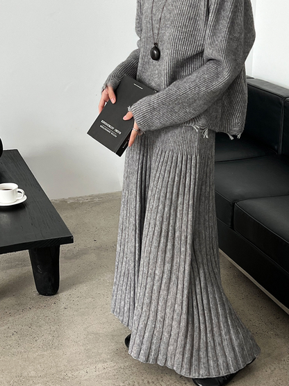 ［ SET ］ルーズフィットダメージニット×ロングスカートセット