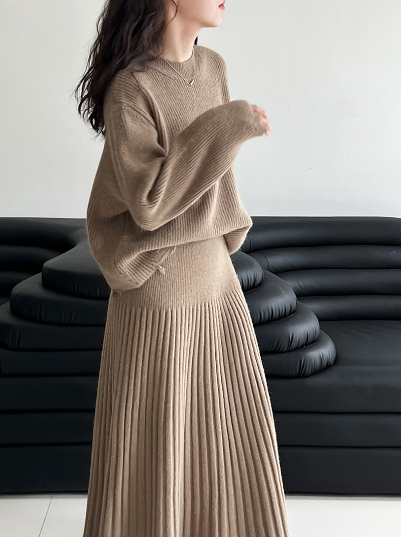 ［ SET ］ルーズフィットダメージニット×ロングスカートセット