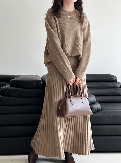 ［ SET ］ルーズフィットダメージニット×ロングスカートセット