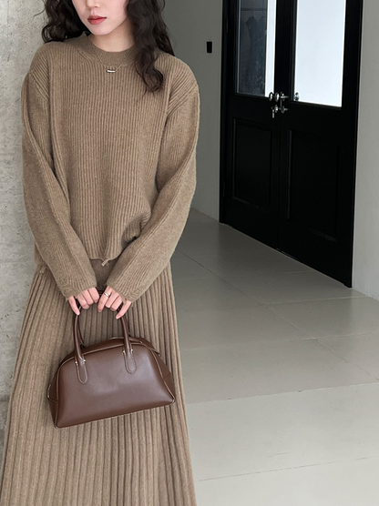 ［ SET ］ルーズフィットダメージニット×ロングスカートセット