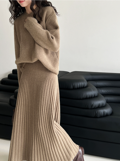 ［ SET ］ルーズフィットダメージニット×ロングスカートセット