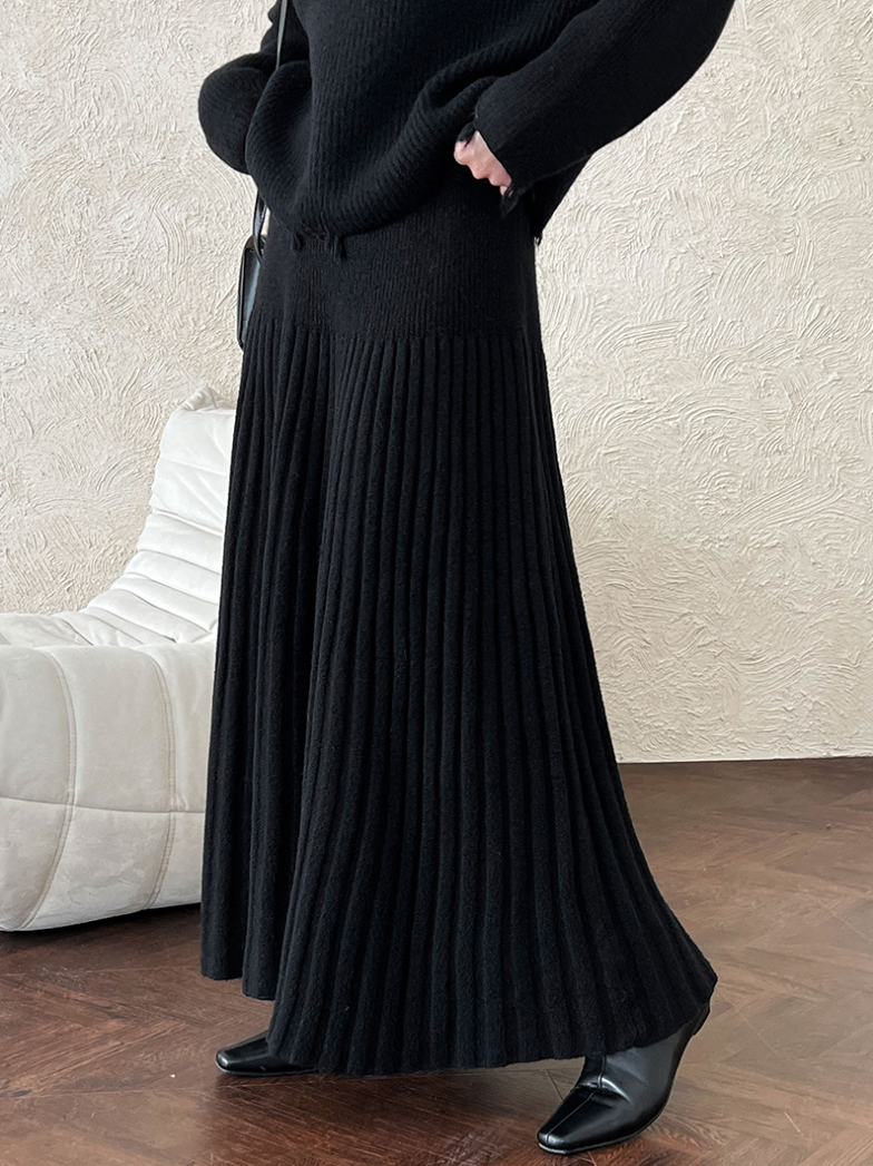 ［ SET ］ルーズフィットダメージニット×ロングスカートセット