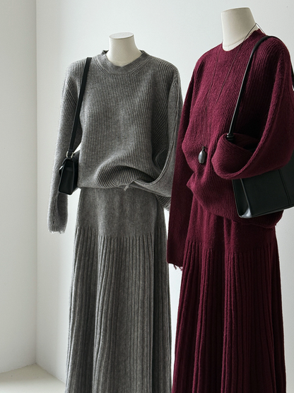 ［ SET ］ルーズフィットダメージニット×ロングスカートセット