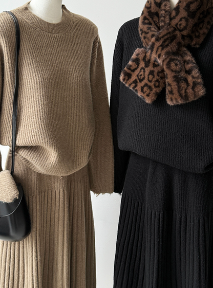 ［ SET ］ルーズフィットダメージニット×ロングスカートセット