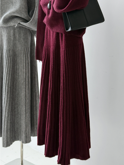 ［ SET ］ルーズフィットダメージニット×ロングスカートセット