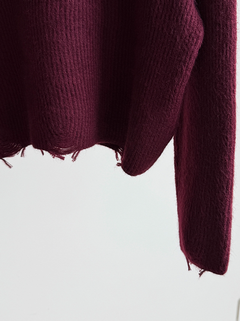 ［ SET ］ルーズフィットダメージニット×ロングスカートセット