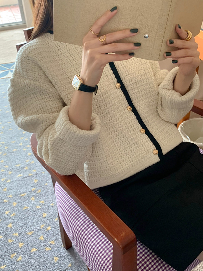 ヴィンテージコントラストニットカーディガン