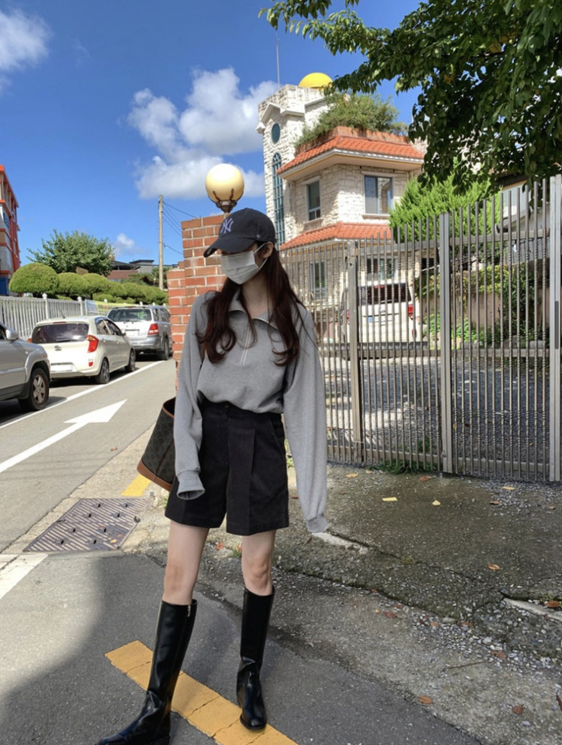 コーデュロイハイウエストタックショートパンツ