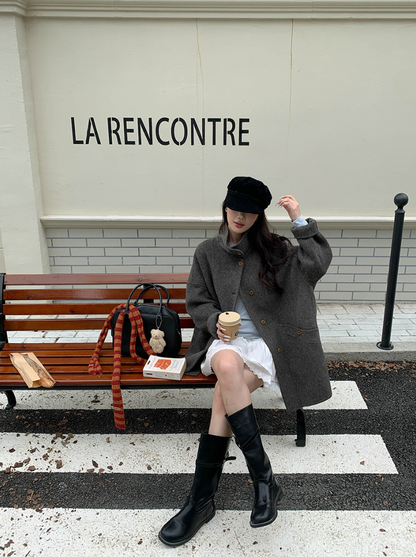 【12/19(金)PM12:00～販売START】クラシックスタンドネックウールハーフコート