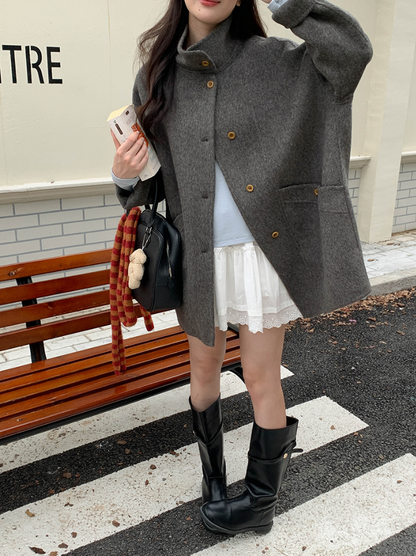 【12/19(金)PM12:00～販売START】クラシックスタンドネックウールハーフコート