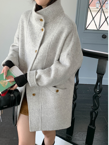 【12/19(金)PM12:00～販売START】クラシックスタンドネックウールハーフコート