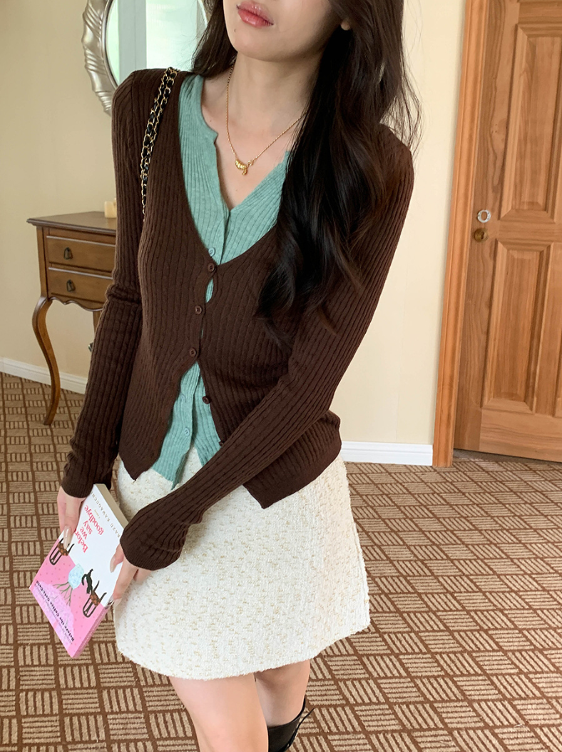 【一部即納】レイヤードデザインリブニット