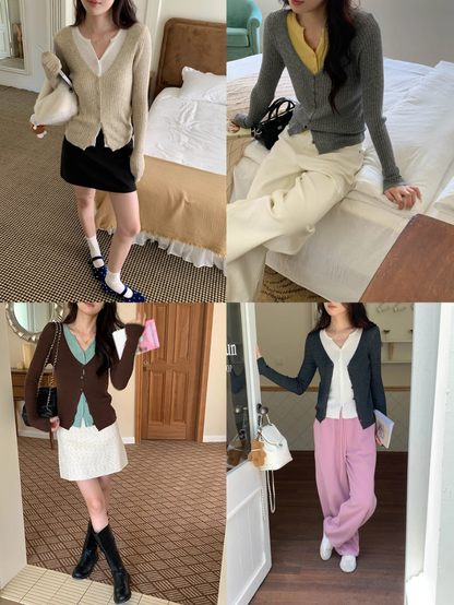 【一部即納】レイヤードデザインリブニット