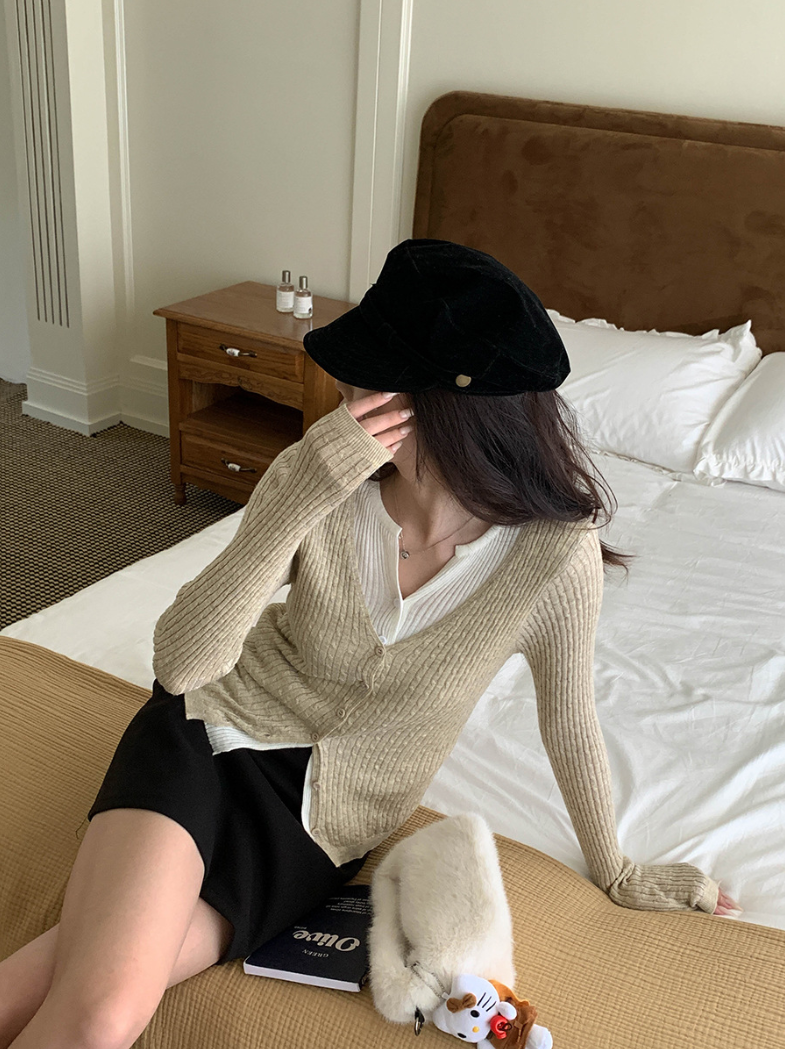 【一部即納】レイヤードデザインリブニット