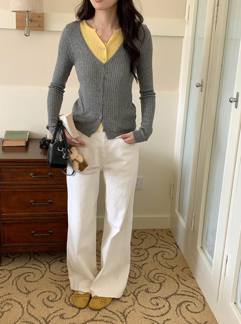 【一部即納】レイヤードデザインリブニット