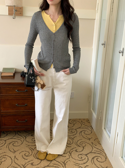 【一部即納】レイヤードデザインリブニット