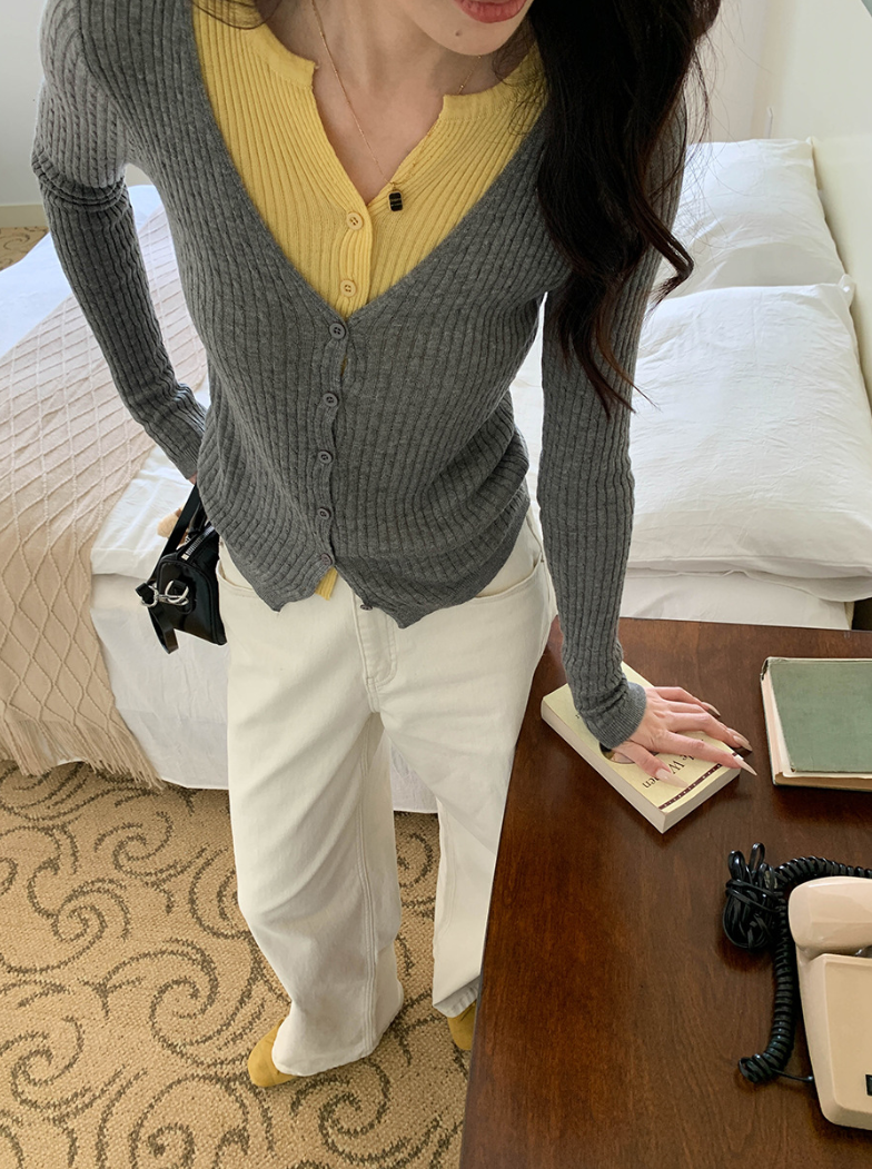 【一部即納】レイヤードデザインリブニット