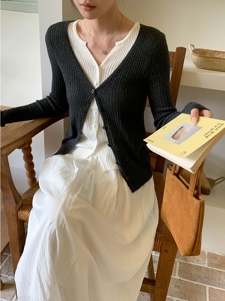 【一部即納】レイヤードデザインリブニット