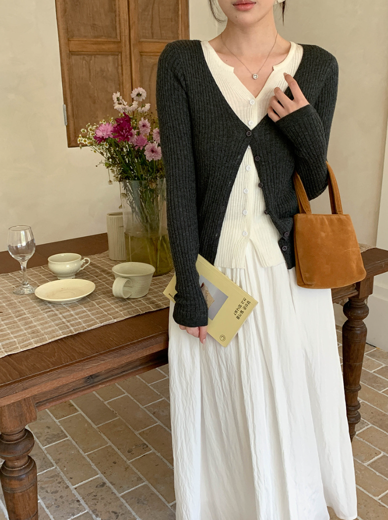 【一部即納】レイヤードデザインリブニット