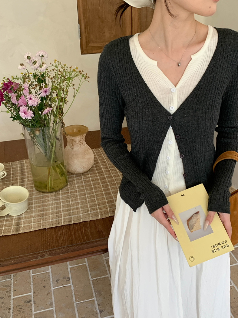 【一部即納】レイヤードデザインリブニット