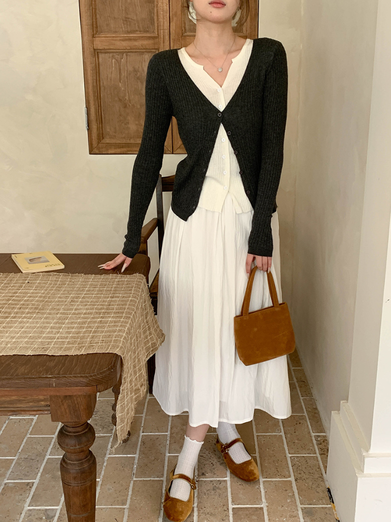 【一部即納】レイヤードデザインリブニット