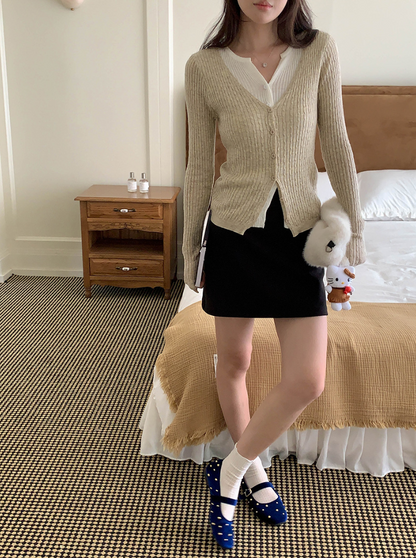 【一部即納】レイヤードデザインリブニット