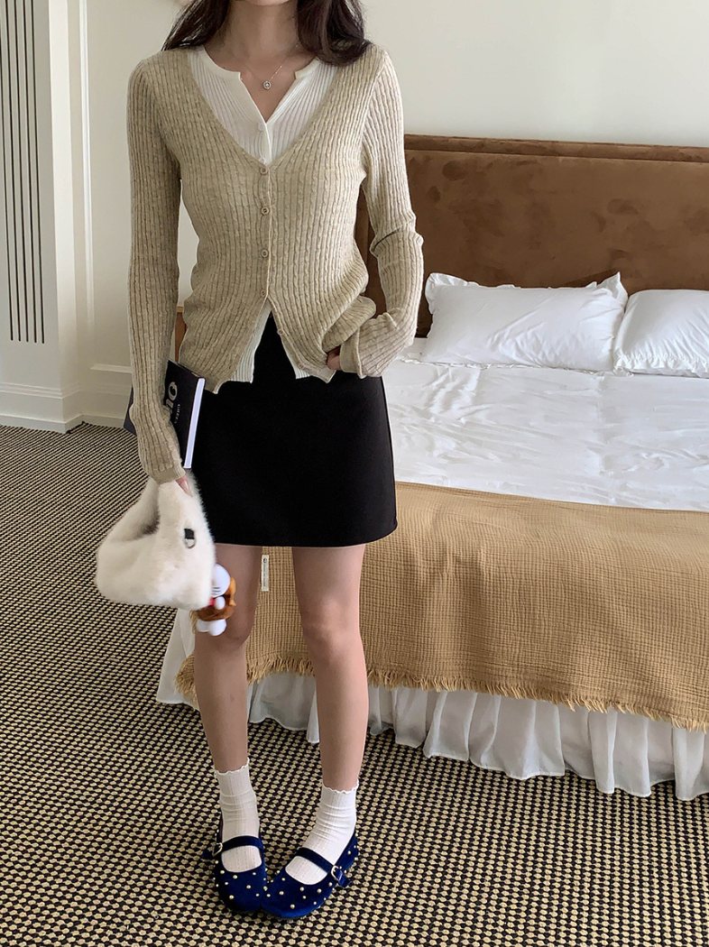 【一部即納】レイヤードデザインリブニット