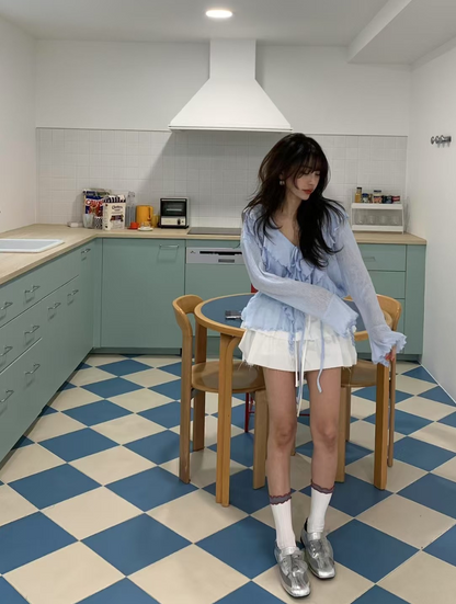 【即納】エアリーフリルシアーカーディガン