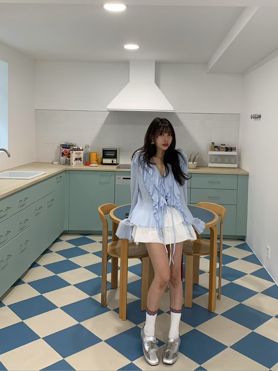 【即納】エアリーフリルシアーカーディガン