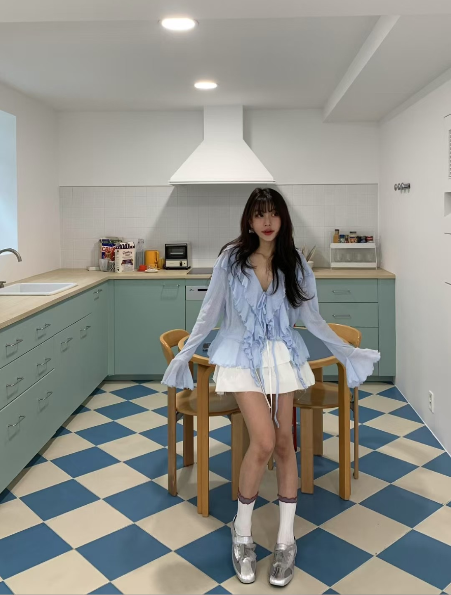 【即納】エアリーフリルシアーカーディガン