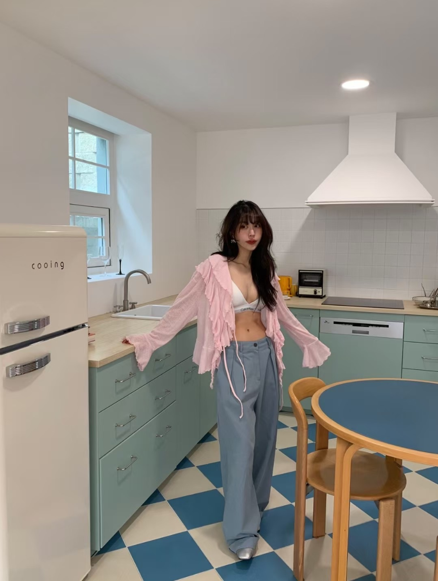 【即納】エアリーフリルシアーカーディガン